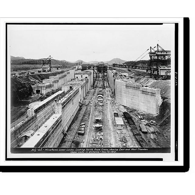 Historic Print, Miraflores lower locks. Looking north, from crane