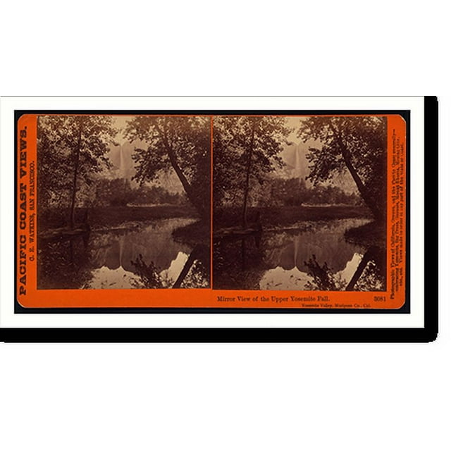 Historic Print, Mirror view of the upper Yosemite Fall Yosemite Valley