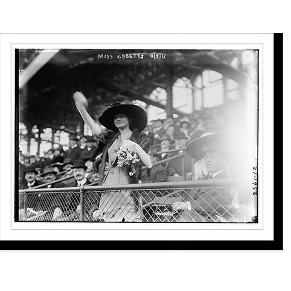 Historic Print, Miss Genevieve Ebbets, youngest daughter of Charley Ebbets, throws first ball at opening of Ebbets Field (baseball), 16" x 20"