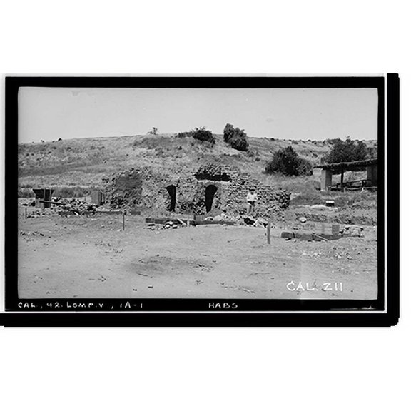 Historic Print, Mission La Purisima Concepcion, Lompoc vicinity, Santa Barbara County, CA, 16" x 20"