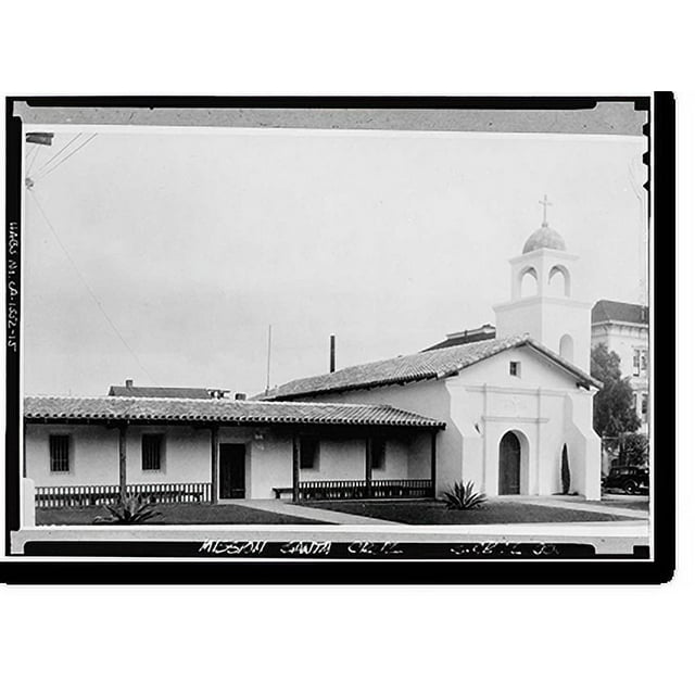 Historic Print, Mission Santa Cruz, Emmet & School Streets, Santa Cruz