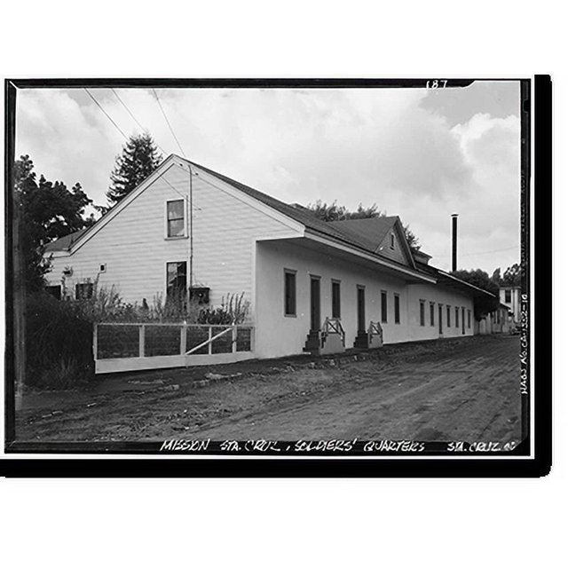 Historic Print, Mission Santa Cruz, Emmet & School Streets, Santa Cruz