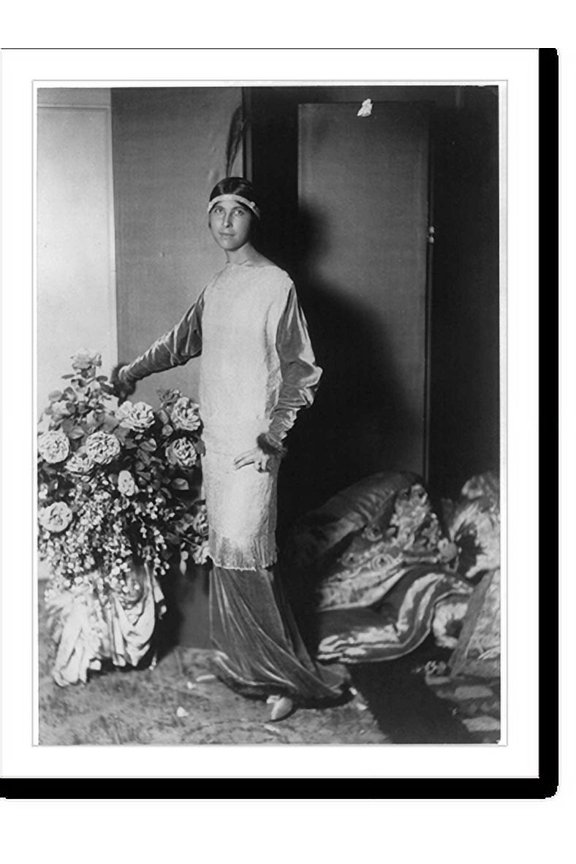 Historic Print, [Mme. Paul Poiret modelling clothing designed by her husband, 1913: American Indian fashion w/ headband & feather], 16" x 20"