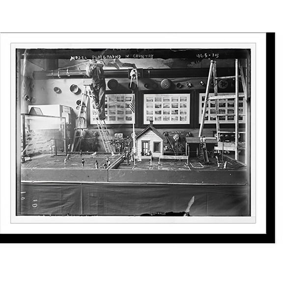 Historic Print, Model playground and schoolhouse in country, New York State, 18" x 24"
