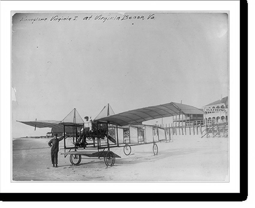 Historic Print, Monoplane Virginia I at Virginia Beach, Va., 16" x 20