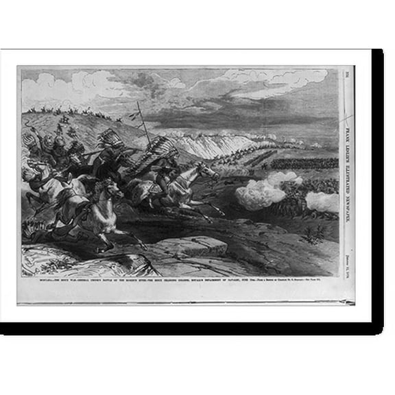 Historic Print, Montana - The Sioux War - General Crook's Battle on the Rosebud River - The Sioux charging Colonel Royall's detachment of Cavalry, June 17th, 18" x 24"