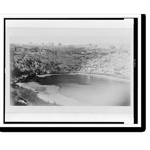Historic Print, Montezuma's Well, Beaver Creek, Arizona. Cliff-dwellings in the vertical wall. August, 1887, 16" x 20"