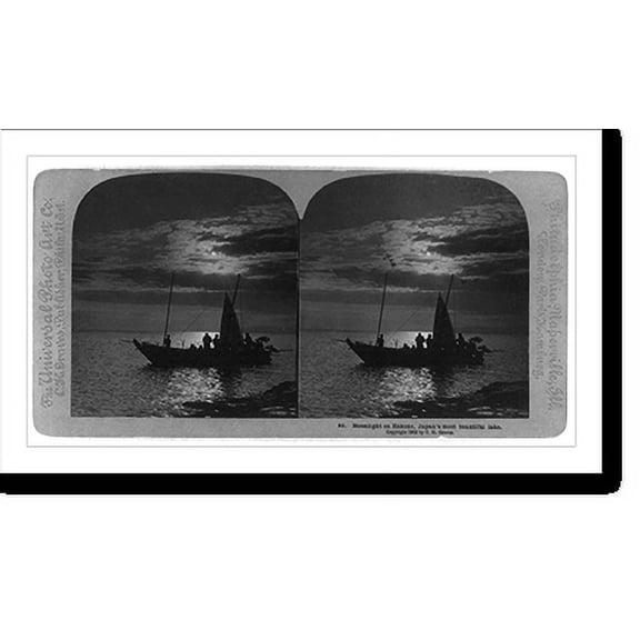 Historic Print, Moonlight on Hakone, Japan's most beautiful lake, 18" x 24"