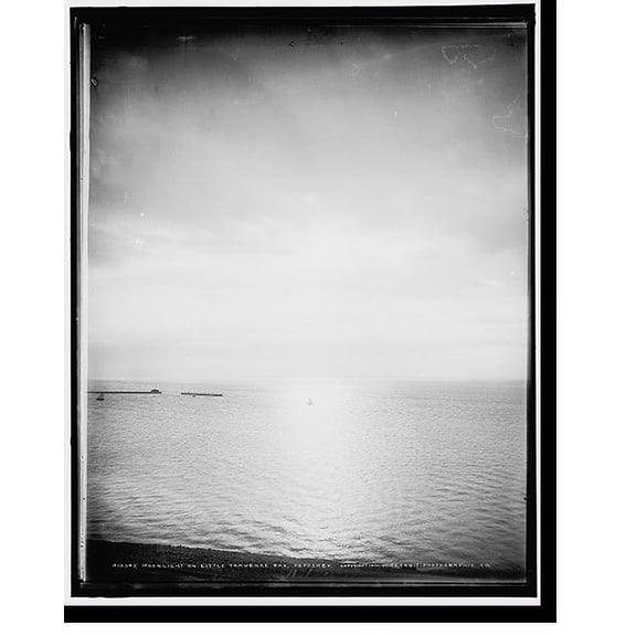 Historic Print, Moonlight on Little Traverse Bay, Petoskey, 16" x 20"