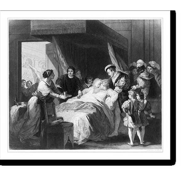 Historic Print, Mort de Leonard de Vinci (1519), 18" x 24"