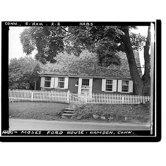 Historic Print, Moses Ford House, 152 Waite Street, Hamden, New Haven County, CT, 16" x 20"