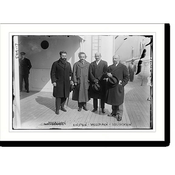 Historic Print, Mossessohn, Einstein, Weizmann and Ussischkin, 16" x 20"