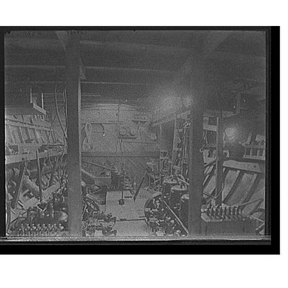 Historic Print, [Motor boat Grayling, engine room], 18" x 24"