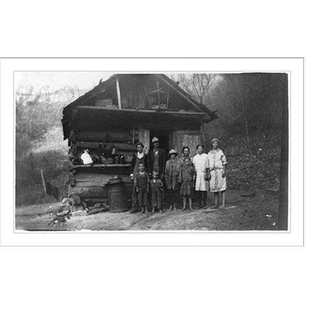 Historic Print, [Mountain family in front of log cabin, Berea, Ky., Dec
