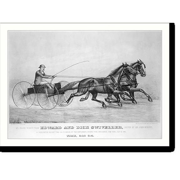 Historic Print, Mr. Frank Work's team Edward and Dick Swiveller, driven by Mr. John Murphy, in their match against time, 2:20 to wagon, at the gentlemen's driving park, Morissania, New ...18" x 24"