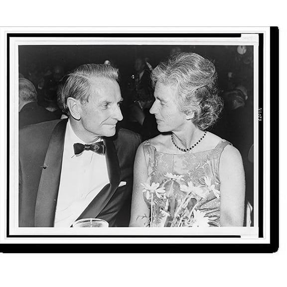 Historic Print, [Mr. & Mrs. Laurance S. Rockefeller, half-length portraits, seated at table, facing each other, at champagne party, in Vivian Beaumont Theater, Lincoln Center].World Tel...18" x 24"