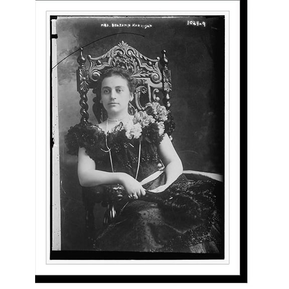 Historic Print, Mrs. Benjamin Harrison seated, 16" x 20"