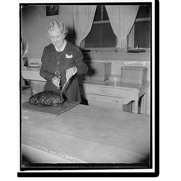 Historic Print, Mrs. Bristol cuts ham, 16" x 20"