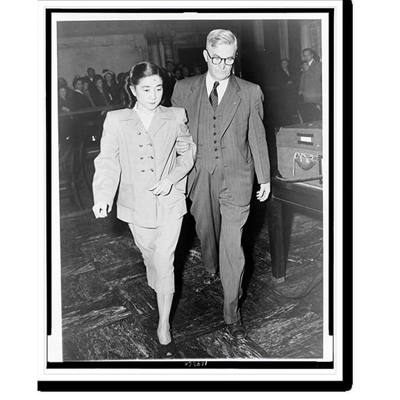 Historic Print, [Mrs. Iva Toguri D'Aquino (Tokyo Rose), full-length portrait, being led from Federal Court in San Francisco by U.S. Deputy Marshall Herbert Cole], 16" x 20"