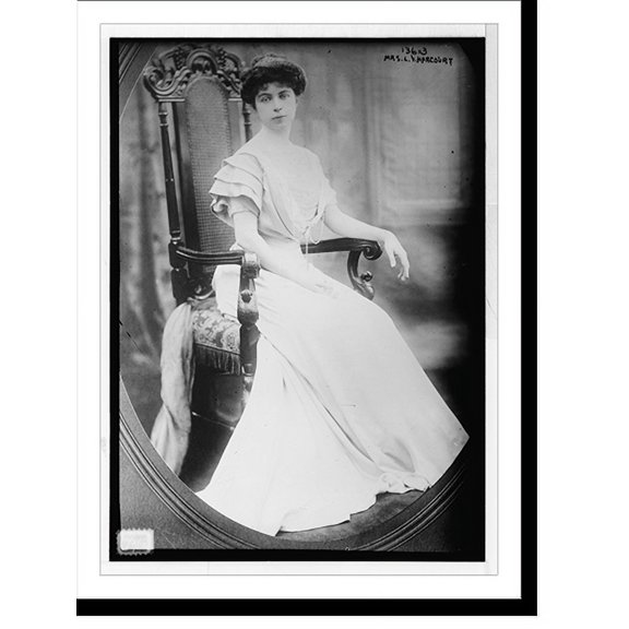 Historic Print, Mrs. L.V. Harcourt, cameo portrait, sitting, 18" x 24"
