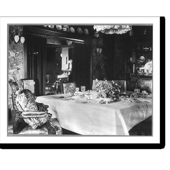Historic Print, [Mrs. Phoebe Apperson Hearst's home, Pleasanton, Cal.: dining room with table setting for four], 16" x 20"