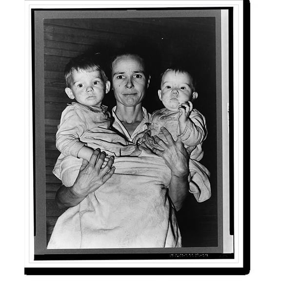 Historic Print, Mrs. Scarbrough with two youngest children. Laurel, Mississippi, 16" x 20"