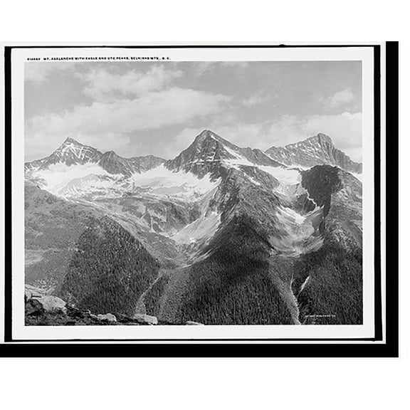 Historic Print, Mt. Avalanche with Eagle and Uto Peaks, Selkirk Mts., B.C., 18" x 24"