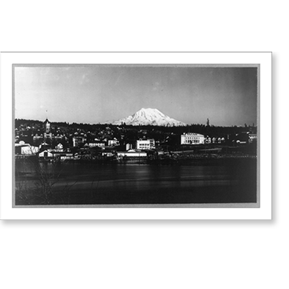 Historic Print, Mt. Rainier and Olympic Range, Olympia, Washington, 18" x 24"