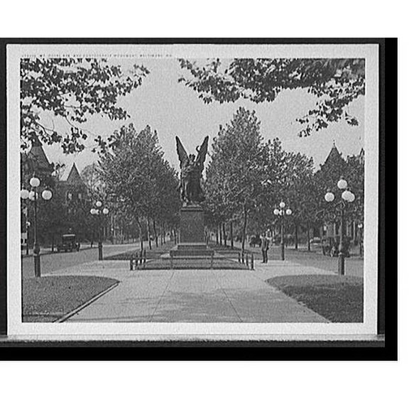 Historic Print, Mt. Royal Ave. and Confederate Monument, Baltimore, Md., 18" x 24"