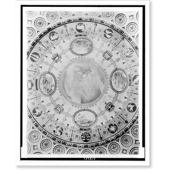 Historic Print, [Mural by Elmer E. Garnsey, neo-Pompeian with ovals, on ceiling of the Library of Congress, Washington, D.C.], 18" x 24"