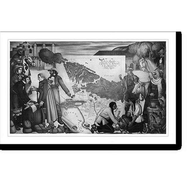 Historic Print, [Mural paintings of historical allegory map of early