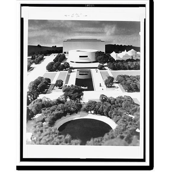Historic Print, [Museum (Joseph H. Hirshhorn Gallery and Sculpture Garden"), Independence Avenue and 7th Street, S.W., Washington, D.C. Bird's-eye perspective of model]", 18" x 24"