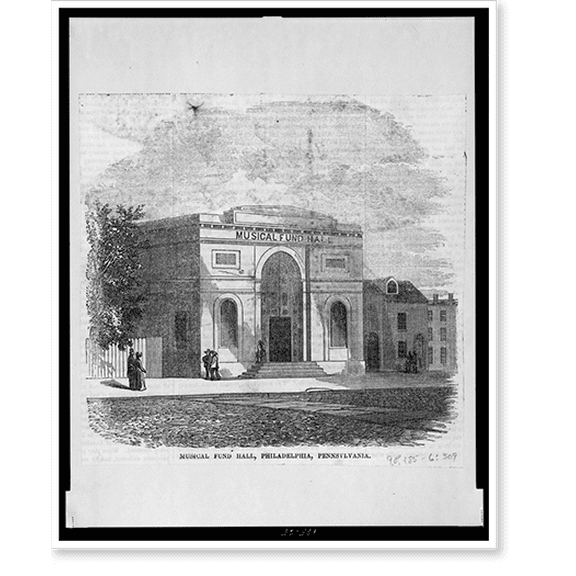 Historic Print, Musical Fund Hall, Philadelphia, Pennsylvania, 18" x 24"