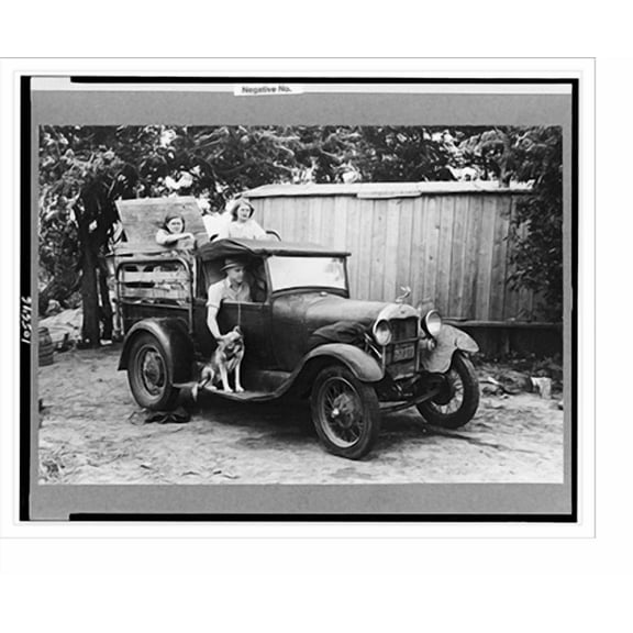 Historic Print, Muskogee (vicinity), Oklahoma. The Elmer Thomas family of migrants. Getting ready to leave their home for California, 16" x 20"