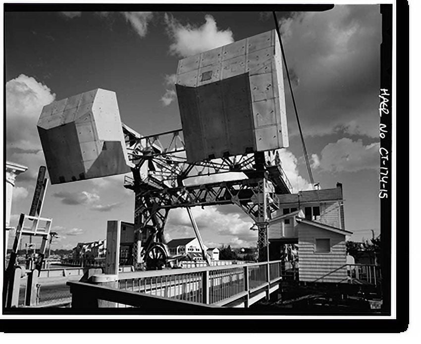 Historic Print, Mystic River Bridge, Spanning Mystic River at U.S