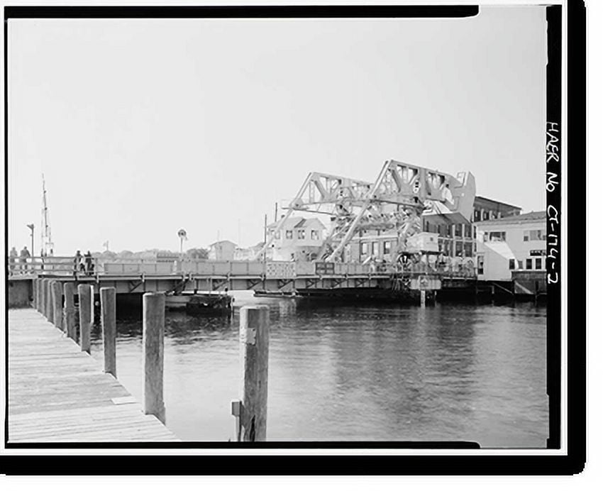 Historic Print, Mystic River Bridge, Spanning Mystic River at U.S