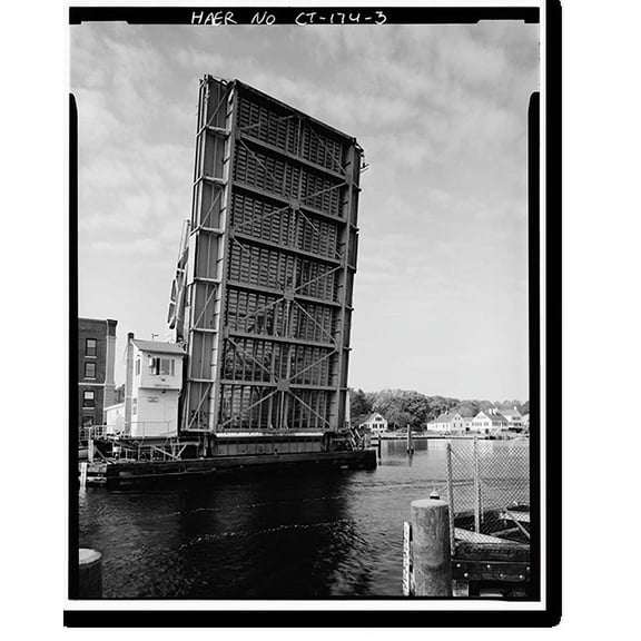 Historic Print, Mystic River Bridge, Spanning Mystic River at U.S. Route 1, Groton, New London County, CT - 3, 16" x 20"