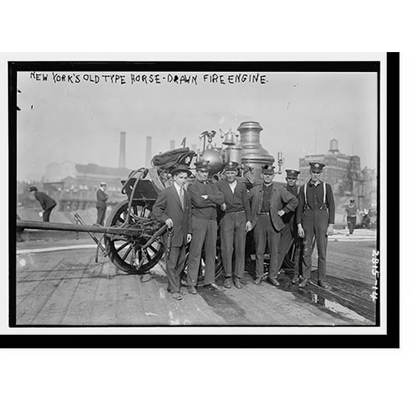 Historic Print, N.Y.'s old type horse drawn fire engine, 18" x 24"