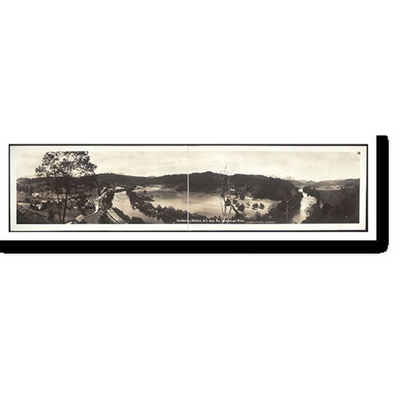 Historic Print, NC 1913 Whittier and Tuckasegee River PHOTO, Width 11" x Length 49"