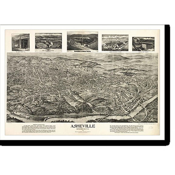 Historic Print, NC Asheville 1912 MAP, 18" x 24"