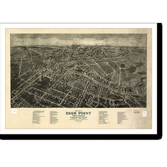 Historic Print, NC High Point 1913 MAP, 18" x 24"