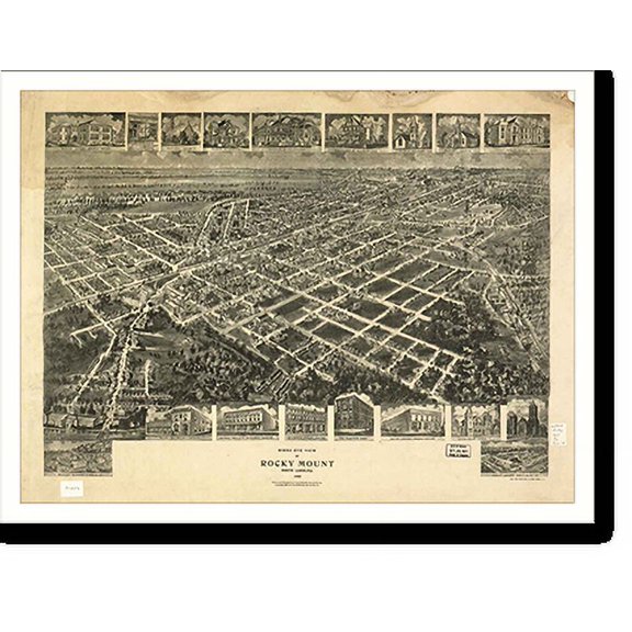 Historic Print, NC Rocky Mount 1907 MAP, 18" x 24"