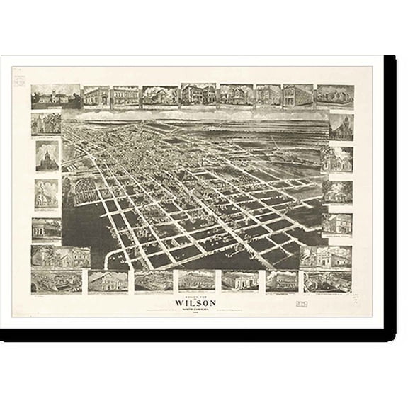Historic Print, NC Wilson 1908 MAP, 16" x 20"