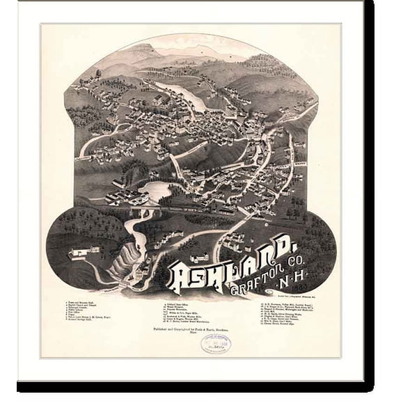 Historic Print, NH Ashland 1883 MAP, 18" x 24"