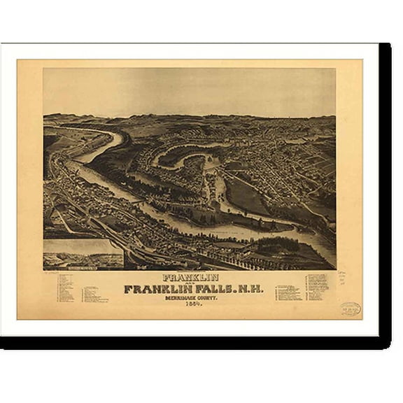 Historic Print, NH Franklin 1884 MAP, 16" x 20"