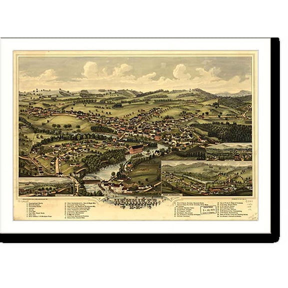 Historic Print, NH Henniker 1889 MAP, 18" x 24"