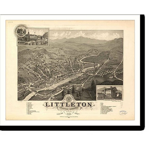 Historic Print, NH Littleton 1883 MAP, 16" x 20"