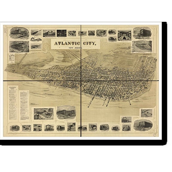 Historic Print, NJ Atlantic City 1900 MAP, 18" x 24"