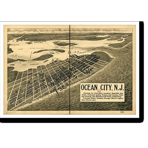 Historic Print, NJ Ocean City 1903 MAP, 18" x 24"