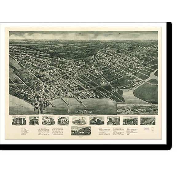Historic Print, NJ Somers Point 1925 MAP, 18" x 24"